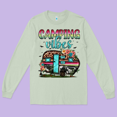 Camping Vibes Long Sleeve Tee Designed By Jahusdesignshop