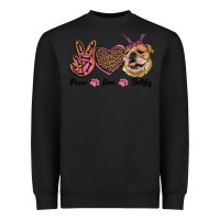 Black peace love bulldog Heavyweight Sweatshirt - RanaPortraitStore