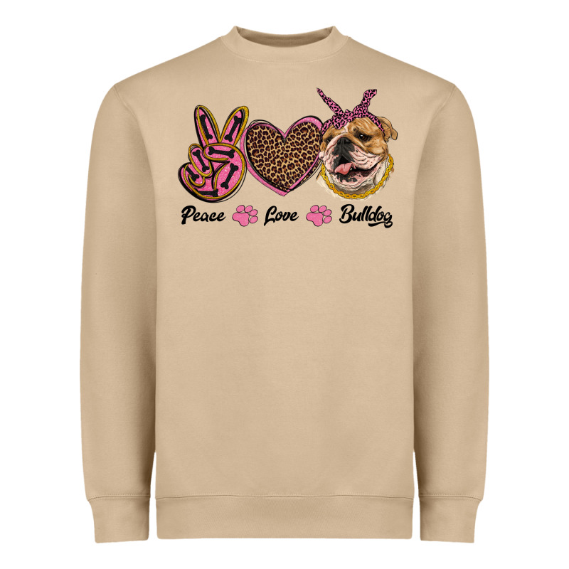 Peace Love Bulldog Heavyweight Sweatshirt by RanaPortraitStore | Teevron