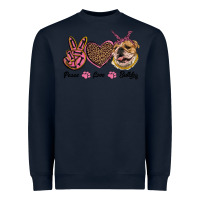 Navy peace love bulldog Heavyweight Sweatshirt - RanaPortraitStore