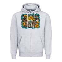Heather Grey longhorn bull skull western turquoise background Zipper Hoodie - Artiststas