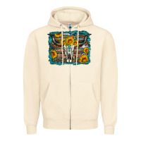 Sandshell longhorn bull skull western turquoise background Zipper Hoodie - Artiststas