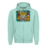 Seafoam longhorn bull skull western turquoise background Zipper Hoodie - Artiststas
