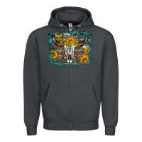 Smoke longhorn bull skull western turquoise background Zipper Hoodie - Artiststas