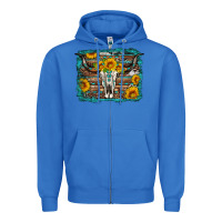 True Royal longhorn bull skull western turquoise background Zipper Hoodie - Artiststas