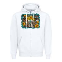White longhorn bull skull western turquoise background Zipper Hoodie - Artiststas