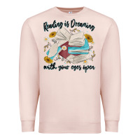 Pale Pink reading is dreaming with your eyes open Premium Sweatshirt - MaliasSmallBusiness