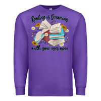 Purple reading is dreaming with your eyes open Premium Sweatshirt - MaliasSmallBusiness