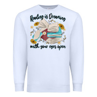 White reading is dreaming with your eyes open Premium Sweatshirt - MaliasSmallBusiness