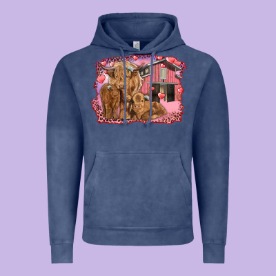 Valentine's Day Mama Cow And Baby Cows Vintage Hoodie Designed By Ranaportraitstore