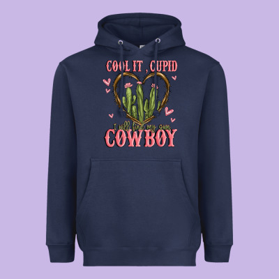 Cool It Cupid I Will Find My Own Cowboy Heavyweight Hoodie Designed By Maliassmallbusiness