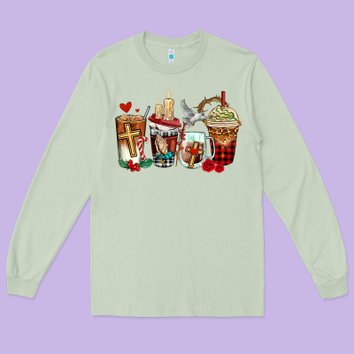 Religious Coffee Cups Long Sleeve Tee Designed By Adodesignshop