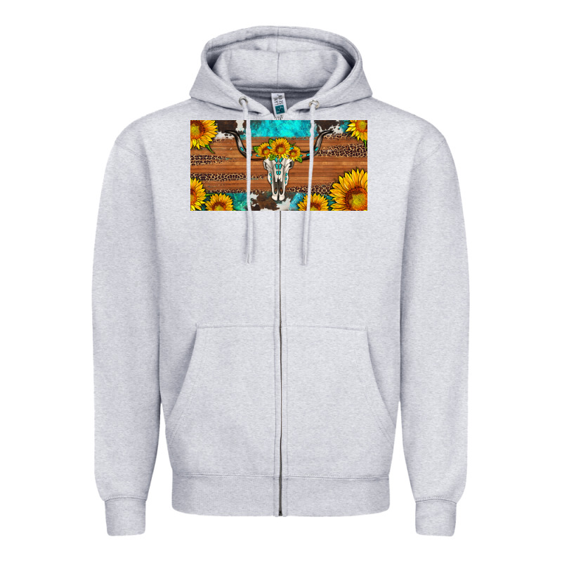 Longhorn Bull Skull License Plate Zipper Hoodie by Artiststas | Teevron