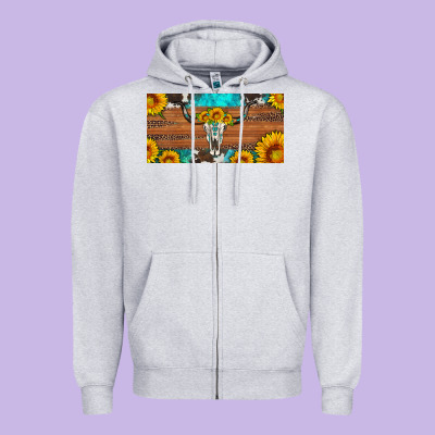 Longhorn Bull Skull License Plate Zipper Hoodie Designed By Artiststas
