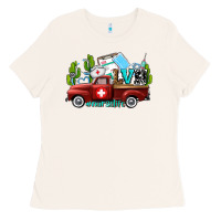 Bone lvn nurse truck with cactus and sunflowers Ladies Tee - AdoDesignShop