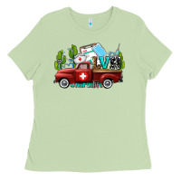 Matcha lvn nurse truck with cactus and sunflowers Ladies Tee - AdoDesignShop