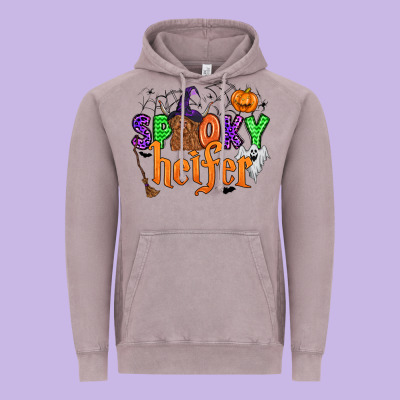 Spooky Heifer Vintage Hoodie Designed By Zillion Design Studio