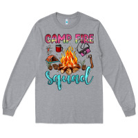 Heather Grey camp fire squad Long Sleeve Tee - JahusDesignShop