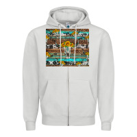 Dove Grey longhorn bull skull cowhide leopard turquoise Zipper Hoodie - Artiststas
