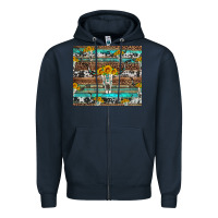 Navy longhorn bull skull cowhide leopard turquoise Zipper Hoodie - Artiststas