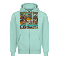 Seafoam longhorn bull skull cowhide leopard turquoise Zipper Hoodie - Artiststas