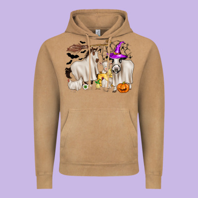 Halloween Farm Animals Vintage Hoodie Designed By Zillion Design Studio