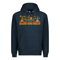 Navy hello pumpkin season libbey glass Premium Hoodie - BundleAndBundleShop