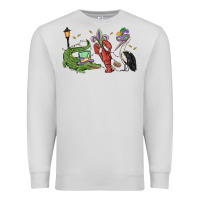 Dove Grey mardi gras alligator crawfish pelican Premium Sweatshirt - MaliasSmallBusiness