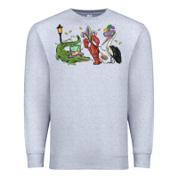 Heather Grey mardi gras alligator crawfish pelican Premium Sweatshirt - MaliasSmallBusiness