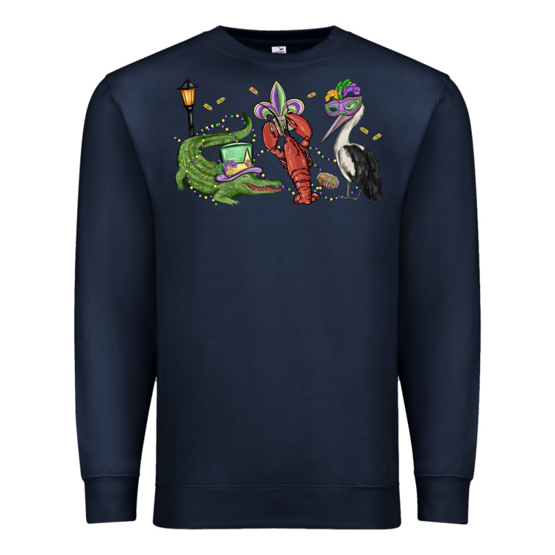 Mardi Gras Alligator Crawfish Pelican Premium Sweatshirt by MaliasSmallBusiness | Teevron