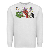 Oatmeal Heather mardi gras alligator crawfish pelican Premium Sweatshirt - MaliasSmallBusiness