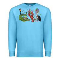 Ocean Blue mardi gras alligator crawfish pelican Premium Sweatshirt - MaliasSmallBusiness