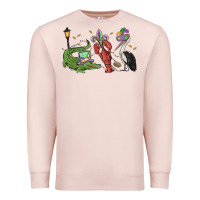 Pale Pink mardi gras alligator crawfish pelican Premium Sweatshirt - MaliasSmallBusiness
