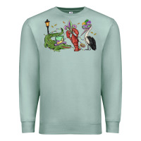 Seafoam mardi gras alligator crawfish pelican Premium Sweatshirt - MaliasSmallBusiness