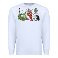 White mardi gras alligator crawfish pelican Premium Sweatshirt - MaliasSmallBusiness