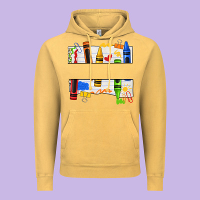 Custom Teacher Name Crayon Vintage Hoodie Designed By Texasbilliewilder