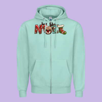 Noel With Sock And Reindeer Zipper Hoodie Designed By Adodesignshop