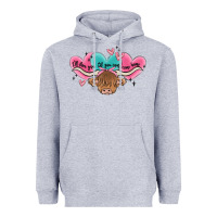 Heather Grey western cow and heart Heavyweight Hoodie - MaliasSmallBusiness