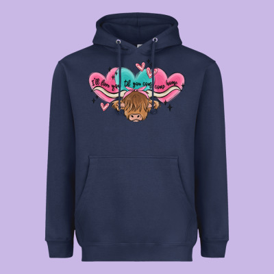 Western Cow And Heart Heavyweight Hoodie Designed By Maliassmallbusiness