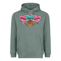 Sage western cow and heart Heavyweight Hoodie - MaliasSmallBusiness