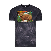 Cloud Black western cactus highland cow Vintage Tee - BarkalooDesign