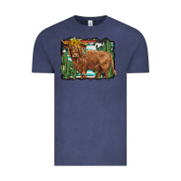 Vintage Denim western cactus highland cow Vintage Tee - BarkalooDesign