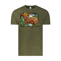 Vintage Olive western cactus highland cow Vintage Tee - BarkalooDesign