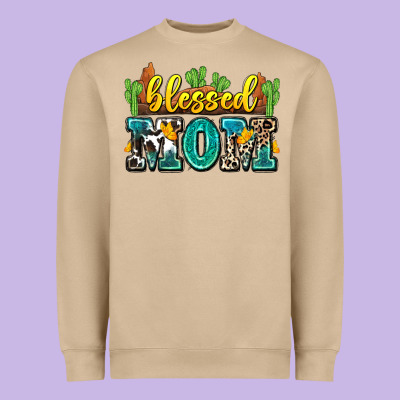 Blessed Mom Heavyweight Sweatshirt Designed By Zillion Design Studio