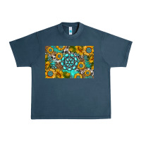 Midnight Navy western turquoise and sunflowers skinny metal can holder Urban Heavy Tee - HRA Design Shop