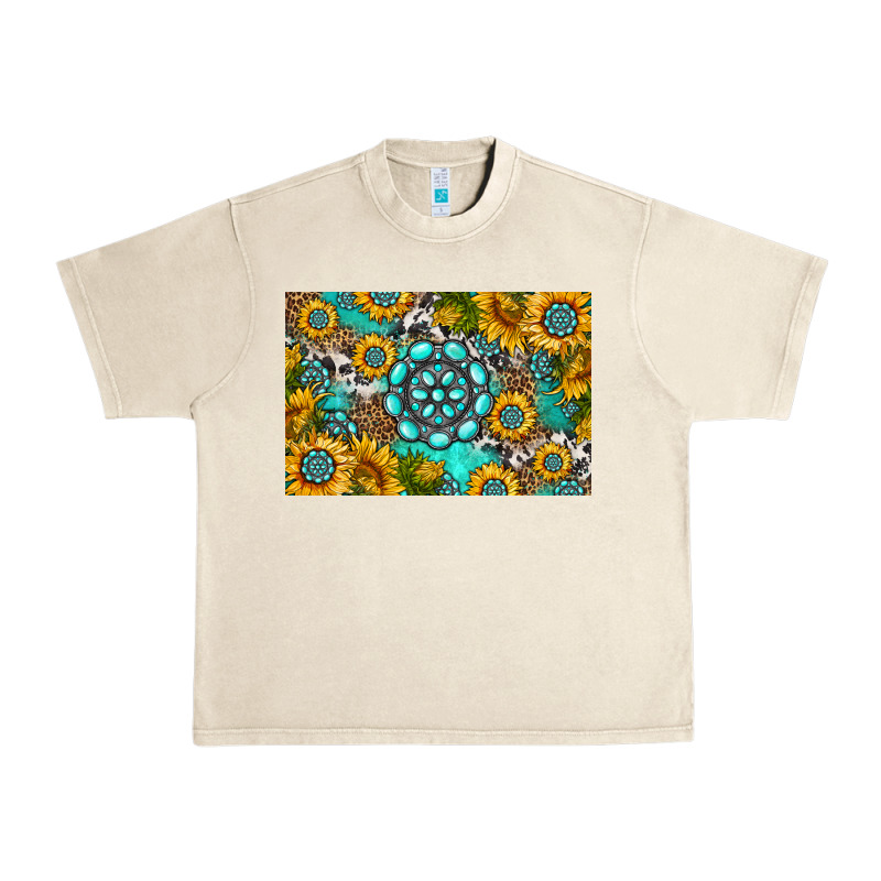 Western Turquoise And Sunflowers Skinny Metal Can Holder Urban Heavy Tee by HRA Design Shop | Teevron
