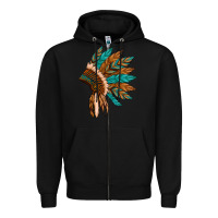 Black native american indian headdress Zipper Hoodie - Artiststas