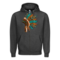 Charcoal Heather native american indian headdress Zipper Hoodie - Artiststas