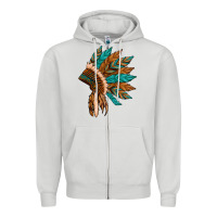 Dove Grey native american indian headdress Zipper Hoodie - Artiststas