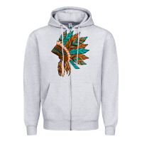 Heather Grey native american indian headdress Zipper Hoodie - Artiststas